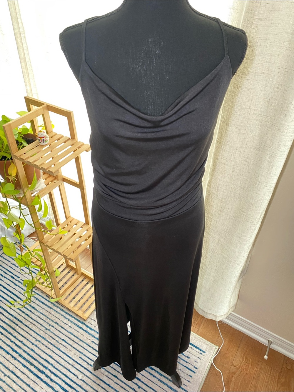 NWT Jason Wu Black Cowl Neck Slip Dress Evening Gown L LG Large
